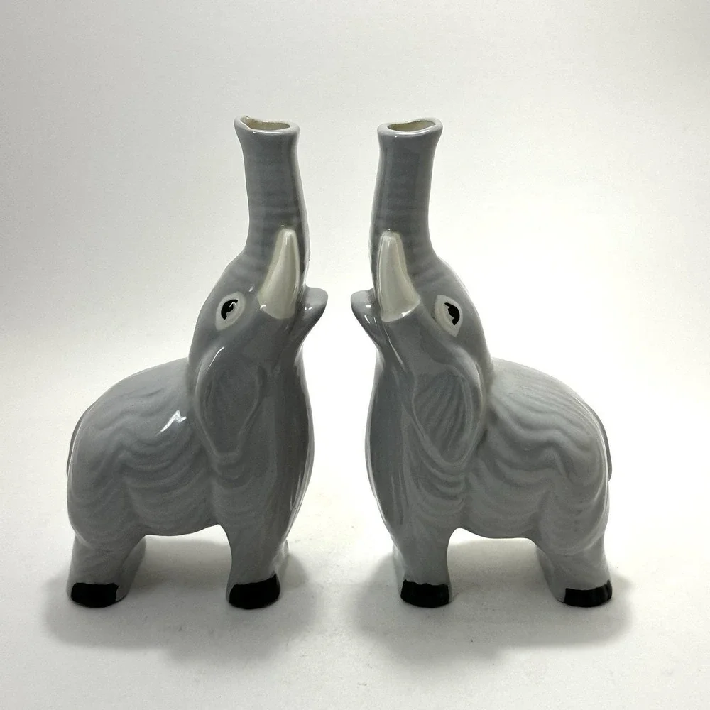 VTG MCM Elephant Bud Vases – 6.5